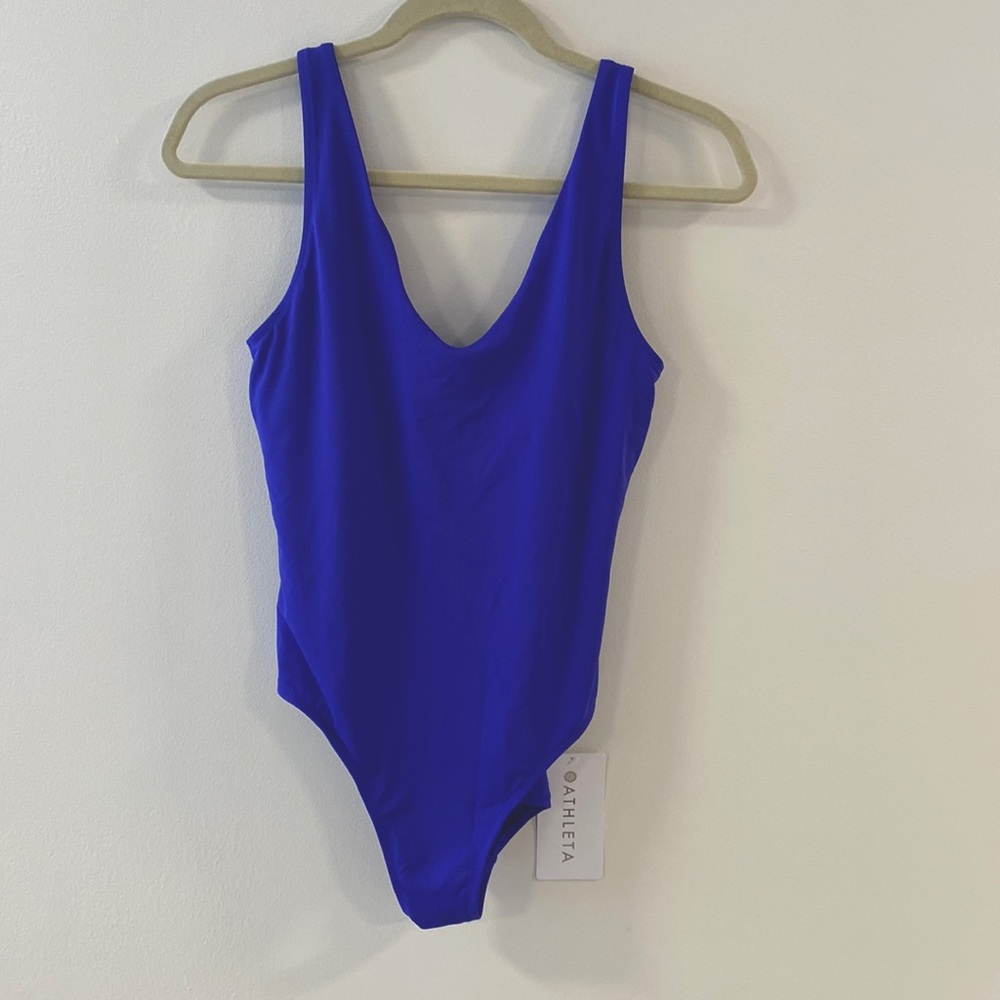 NWT athleta Vibrant purple/blue v-neck one piece swimsuit